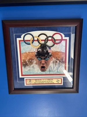 Foto firmada automáticamente enmarcada 8x10 olímpica de Michael Phelps Foto 1 de 2