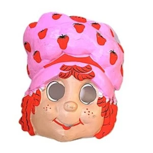 Vintage 1980er Ben Cooper Strawberry Shortcake Halloween Maske mit Etikett - Retro - Bild 1 von 3