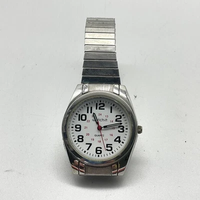 watchit! Reloj de cuarzo esfera blanca correa de expansión Japón movimiento parte posterior de acero inoxidable Foto 1 de 4