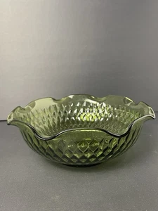 Servizio piatti vintage MCM Indiana vetro avocado verde punta diamante arruffato - Foto 1 di 6