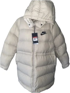 Nike Reversible Down Parka Womens Large White Hooded Puffer Coat NWT - Picture 1 of 12