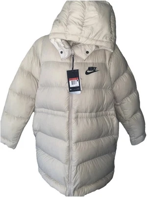 Nike Reversible Down Parka Womens Large White Hooded Puffer Coat NWT - Image 1 of 4