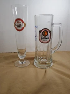 Lot of 2 Beer Glass/ Aktien bier Mug, Germany Kasier bier. Glass Austria Bar - Picture 1 of 10
