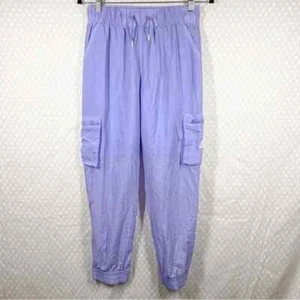 Nike Kids Girls Jogger Pants Sz XL Purple Windbreaker Cargo Pockets Pull On - Picture 1 of 7