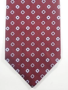 LUIGI BORRELLI RED w/ BLUE SHAPES GEOMETRIC 100% ITALIAN SILK 7-FOLD NECK TIE - Picture 1 of 11