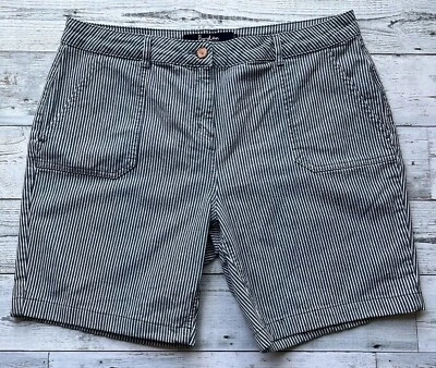 BODEN Women's The Karin Shorts 9” Blue & White Railroad Pinstripe | 12 US 16 UK - Image 1 of 4