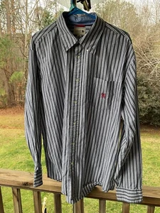 Camisa Tommy Hilfiger Abotonada Hombres XL Vertical Azul Marino Blanco Rayas Rojo Cresta - Imagen 1 de 23