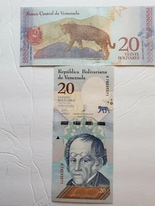 VENEZUELA 20 Bolívares, 2018, P-NUEVO, Jaguar, Simón Rodríguez, UNC Juego de 2 billetes - Imagen 1 de 1