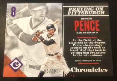 2017 Chronicles #12 HUNTER PENCE Purple SP #d 69/99! GIANTS - Image 1 of 2