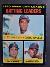 Alex Johnson Carl Yastrzemski Tony Oliva 1971 Topps 1970 MLB Batting Leaders #61