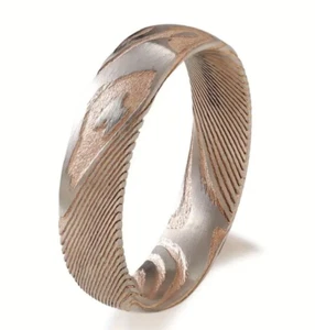 DAMAST *** Damaszener Stahl Ring Bandring matt in Roségold Gr. 54 - Bild 1 von 4