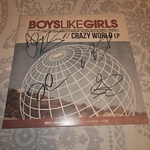 COVER SIGNED! Boys Like Girls Crazy World LP On Blue Marble Vinyl Record - Picture 1 of 6