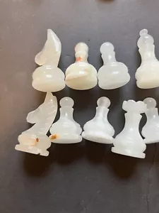 Schachspiel Marmor weiß Onyx nur Figuren - Bild 1 von 2