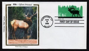 USA, SCOTT # U663-B, FDC COVER OF COLORANO SILK - ELK, LARGE DEER, YEAR 2008 - Picture 1 of 1