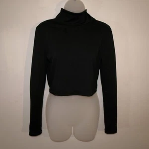 Long sleeve black Crop TOP w/polo neck - Picture 1 of 1