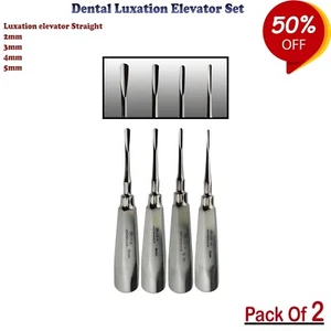 PACK OF 2 Luxation Root Elevators Straight 2mm - 5mm Tooth Loosening Instruments - Picture 1 of 5