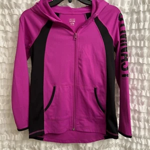 Justice Jacket Girls Size 8/10 hoodie Full zip purple pockets athletic gymnastic - Picture 1 of 4