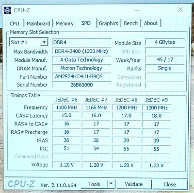 AM2P24HC4U1-B9QS Adata 4GB 1Rx16 RAM PC4-2400T-UC0-11 DDR4 SDRAM Desktop Memory - Image 1 of 4