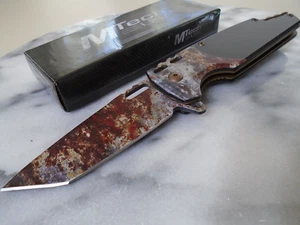 Mtech Relic Patina Assisted Open Tanto Pocket Knife MT-A2009OX Linerlock Folder - Picture 1 of 10