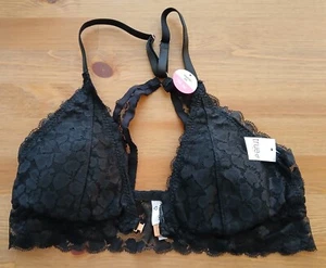 Rue 21 Junior's Bralette Medium Black Lace Lightly Padded Wireless Front Close - Picture 1 of 15
