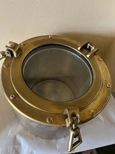 Rare Yacht / Boat Themed Brass Mid Century, Porthole Ice Bucket Xerox Award 1982 - Picture 1 of 9