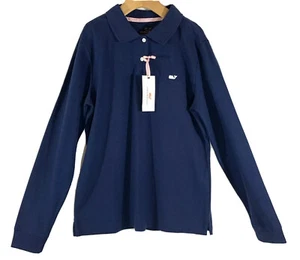 Girls Vineyard Vines Navy Blue Long Sleeve Polo Shirt Size XL 16 - Picture 1 of 4