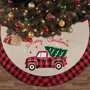 Christmas Tree Ornaments Snowman Santa Claus Vintage Truck Home Decor Tree Skirt - Picture 1 of 23