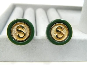 Letter S SWANK gold tone cufflinks - Picture 1 of 3