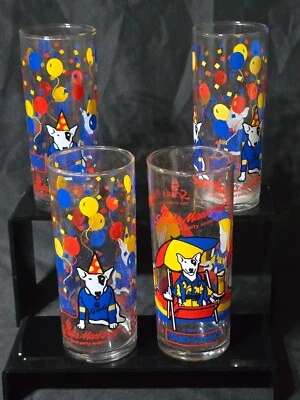 Vintage SPUDS MACKENZIE 6" Beer Glasses BUDWEISER BUD LIGHT   - Set Of 3+1 - Image 1 of 4