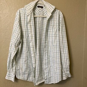 Joseph Abboud Long Sleeve Button Down Shirt Green And Blue Large - Picture 1 of 3