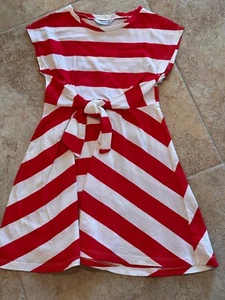 Mayoral Girl's Size 6 Dress Red & White Striped Cap Sleeved - Picture 1 of 3