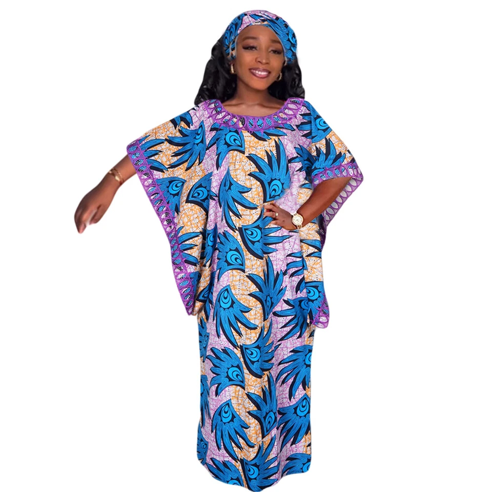 African Clothing for Women Bazin Dresses Traditional Embroidery Robe Outfits - Image 1 of 4