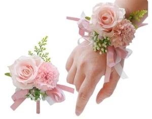 2PCS Rose Corsage Wristlet f Women Bride Bridesmaid Wrist Corsagefor Wedding B14 - Picture 1 of 5