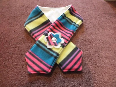 Nueva bufanda hecha a mano a rayas audaces hecha a mano flor 38x4" suave polar Foto 1 de 3