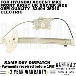 FOR HYUNDAI ACCENT MK2 1999-2005 FRONT RIGHT WINDOW REGULATOR 82404-25010 - Picture 1 of 2