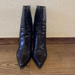 CHANEL Short Heel Boots Bootie Shoes Women Size 40 COCO MARK dark brown - Picture 1 of 10