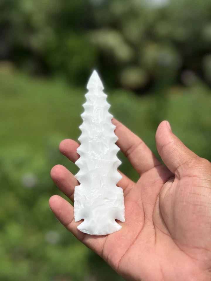 Têtes de flèches en verre tranchant en jade blanc têtes de flèches faites à l... - Photo 1/4