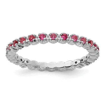 Silver Stackable Expressions Pink Tourmaline Ring QSK359 - Image 1 of 4