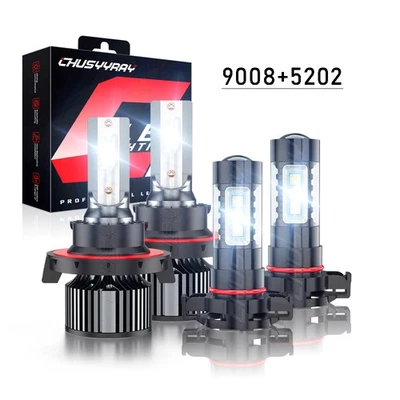 FIT GMC Yukon XL 1500 2007-2014 4pc LED Headlight Hi/Low Beam + Fog Light Bulbs - Image 1 of 4