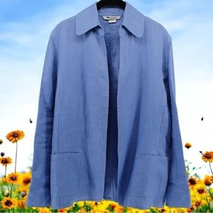 Nycard Collection Bright Sky Blue Linen Summer Chic Blazer Women’s Size 10 - Bild 1 von 9