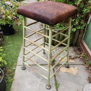 Vintage Gym Equipment Steel and Suede Pommel high Stool Mid 20th Century - Picture 1 of 15