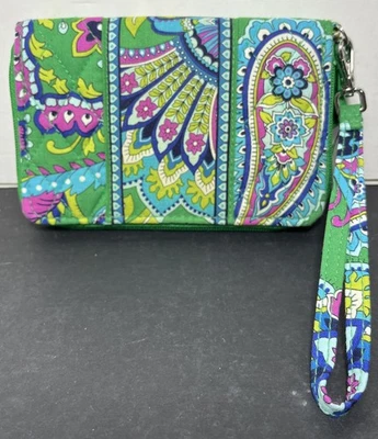Cartera Vera Bradley Verde Esmeralda Cachemira Cremallera Alrededor 6x5" Envío Gratis Foto 1 de 4