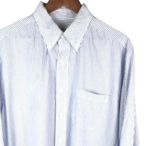 Brooks Brothers Makers Shirt Mens 17-34 Blue Stripe Cotton Button Front Made USA - Picture 1 of 11