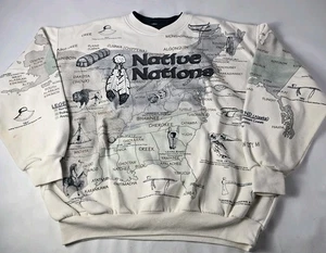 Vintage Art Unlimited Sportswear Fleece AOP taglia XL made in USA Native Nations anni 90 - Foto 1 di 17
