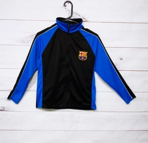 FC Barcelona Boys Jacket Size M Black & Blue Full Zip Long Sleeve - Picture 1 of 8