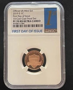 2019 S Proof Lincoln Cent 1c NGC PF 70RD UC 10-Coin-Silver-Set  FDOI - Picture 1 of 2