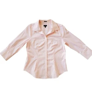 Camisa TALBOTS Rosa Rayas Resistente a Arrugas Abotonada 10P Carrera Negocios Trabajo - Imagen 1 de 7