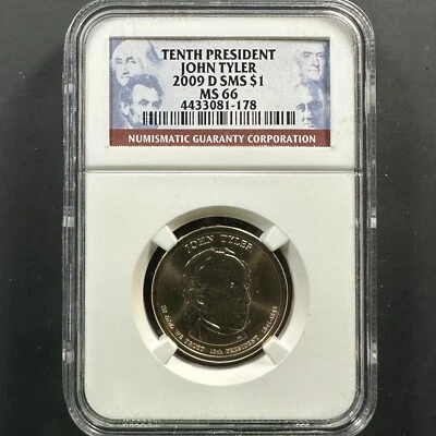 2009-D $1 John Tyler Presidential Dollar, SMS, NGC MS66 (85234) - Image 1 of 2