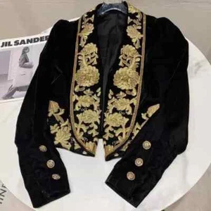 2024 Spring Autumn New women Blazer Embroidered Flower Velvet Suit Short Coat - Picture 1 of 11
