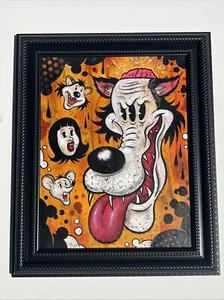 Pintura de arte original "Wolf Hysteria" de Frank Forte 14x18 acrílico sobre lienzo - Imagen 1 de 5